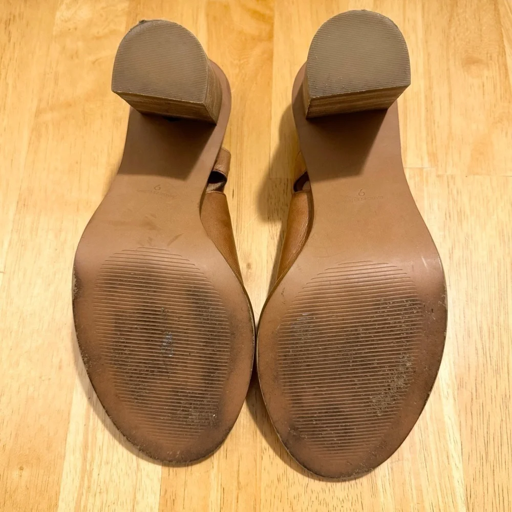 Madewell “Slyvain” Tan Leather Block Heel Sandals Size 9